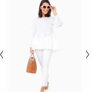 Pomander Place - WHITE OLIVIA PEPLUM TOP (size S)